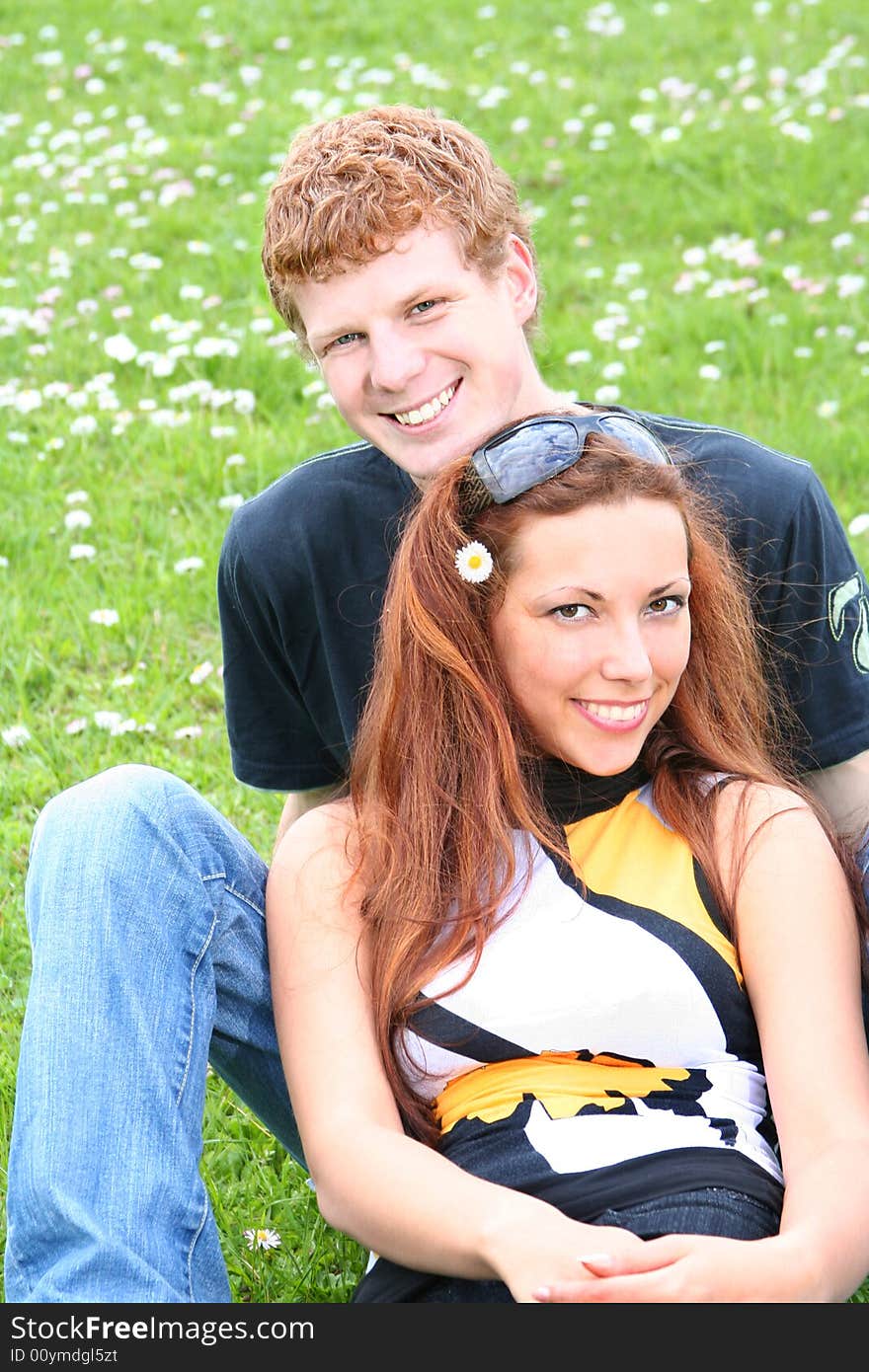 Happy couple is relaxing outdoors. Happy couple is relaxing outdoors