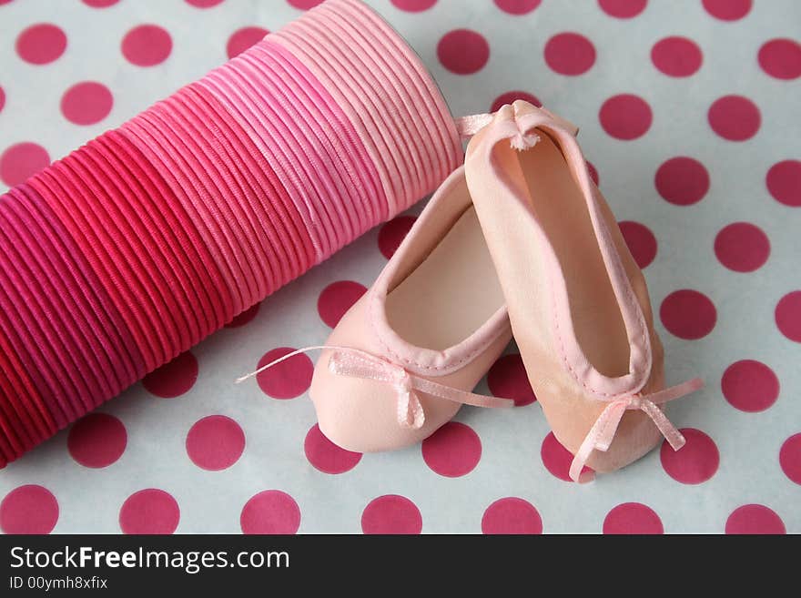 Variation of Pink Hairbands on pink polka-dot background