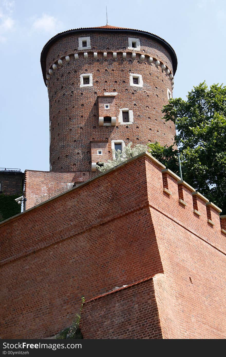 Wawel Castle tower. Krakow. Poland. Medieval history memorial