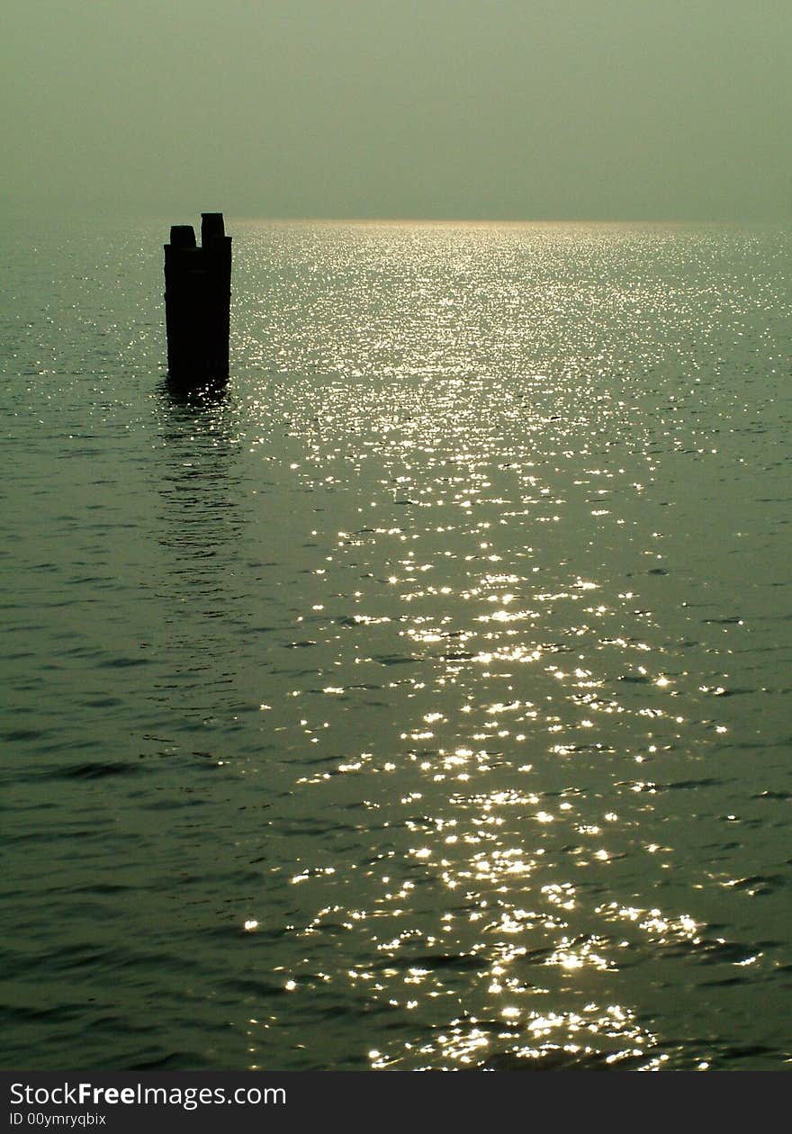 Post in a lake