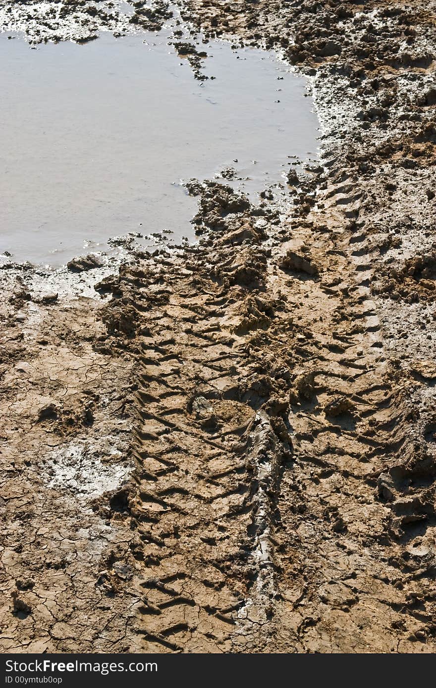 Ground series: puddle with havy tires track