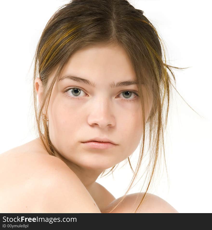 Close up portrait of a beautiful female model