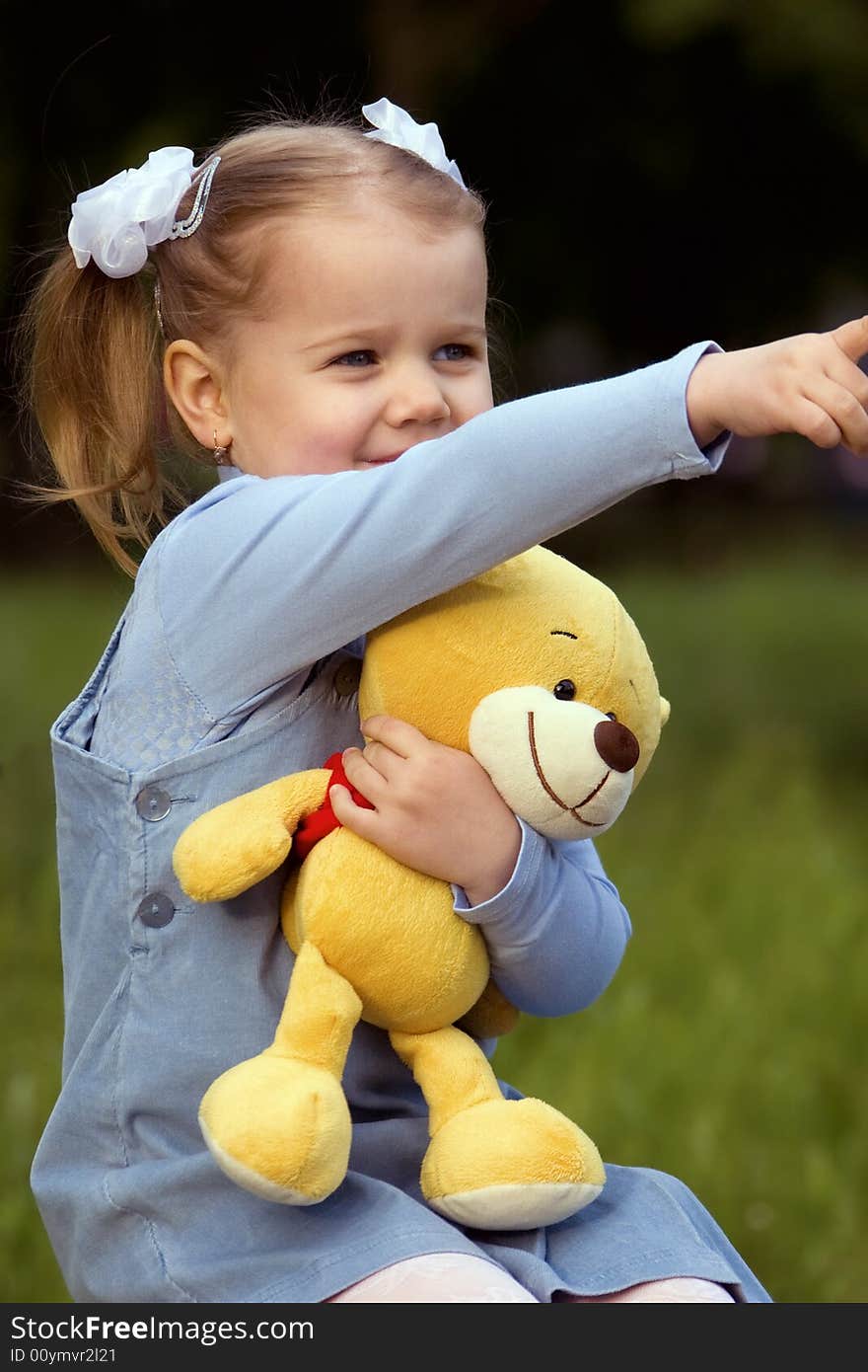 Nice Little Girl With Teddy Bear