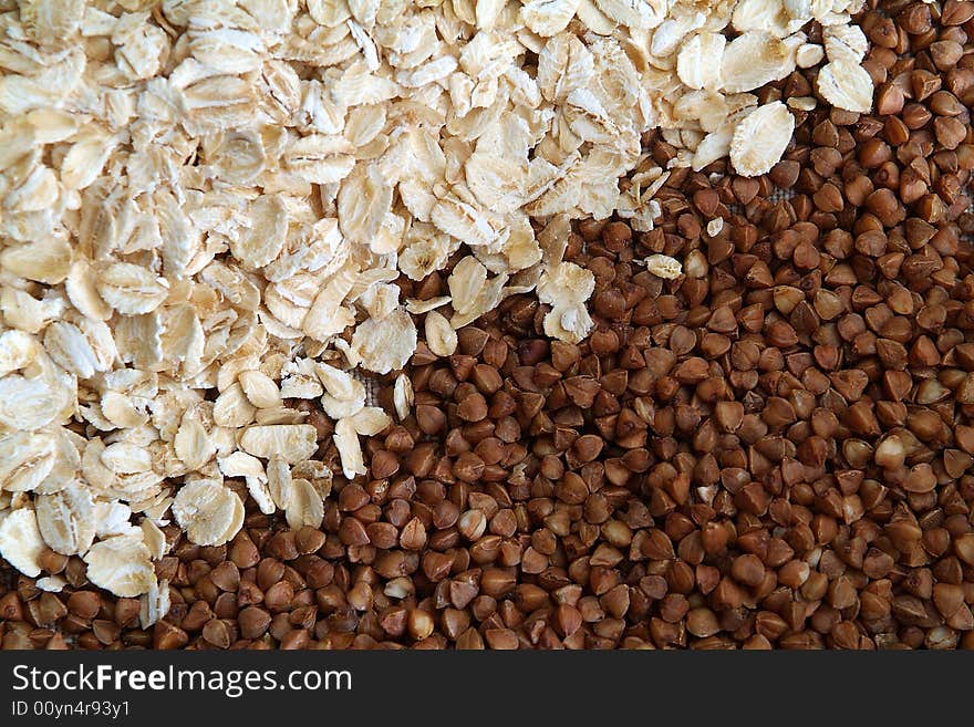 Oats and buckwheat groats