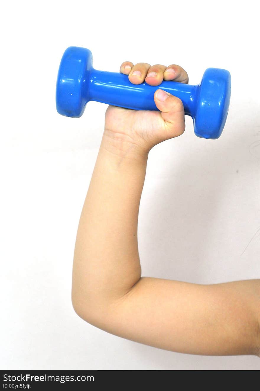 Baby play with dumbbell, exercise