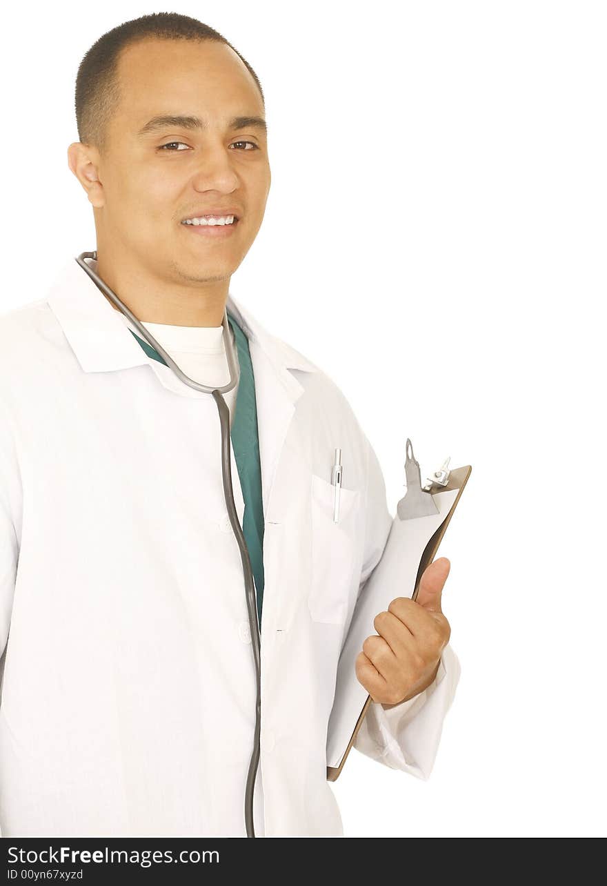 Doctor Man Holding Clip Board