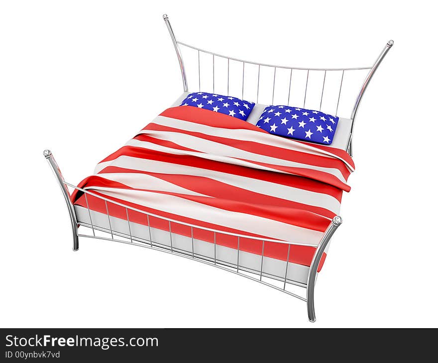 Image of bed. White background. Image of bed. White background.