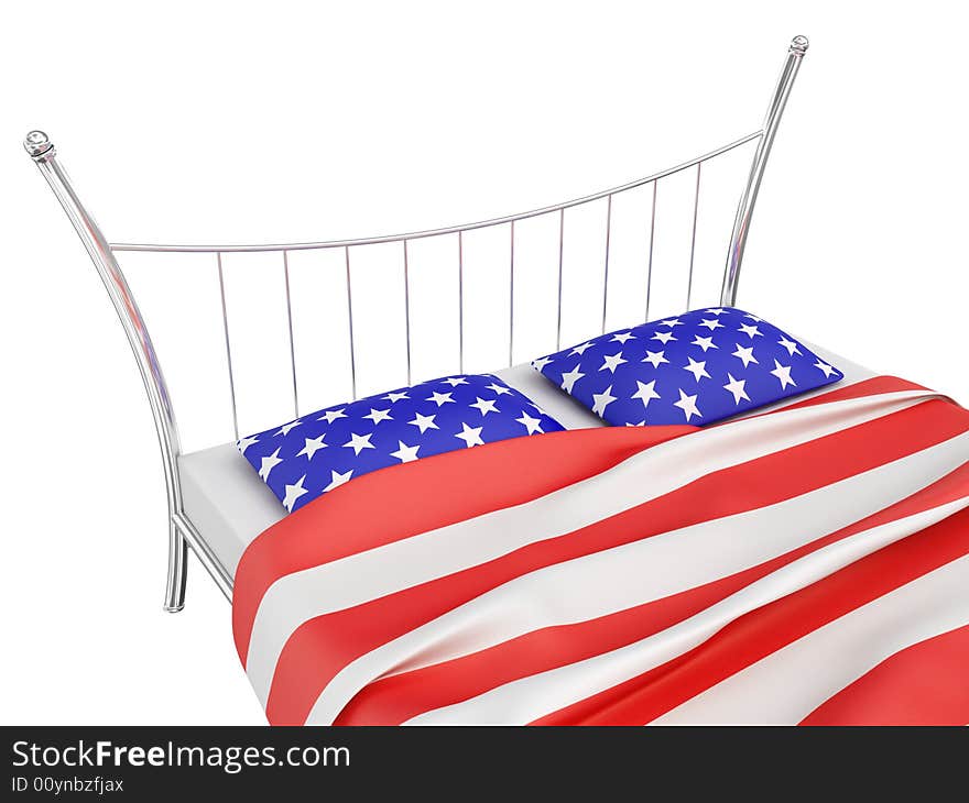 Image of bed. White background. Image of bed. White background.