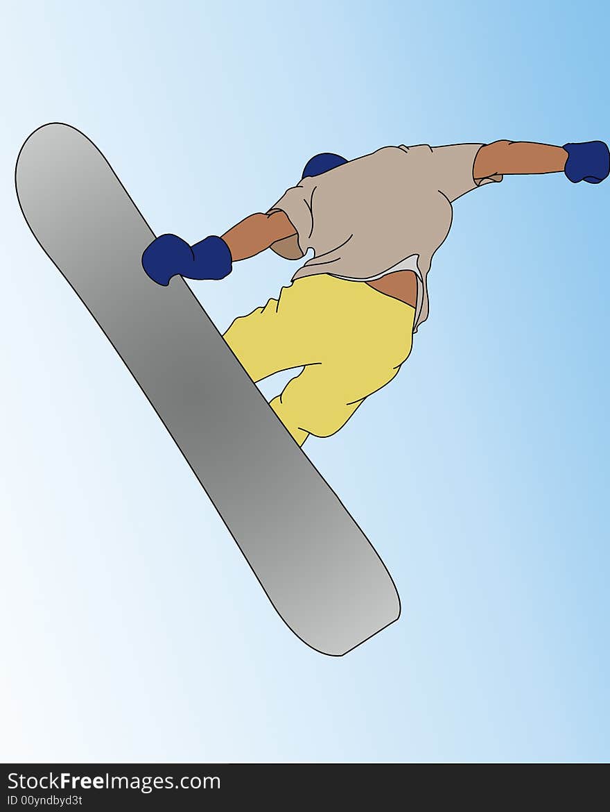 Snowboarder jumping