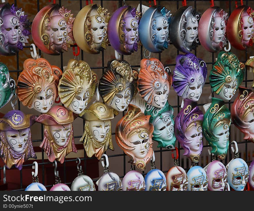 Venetian masks in the street shop in Venice, Italy