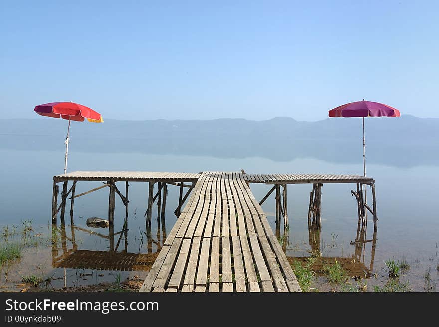 Lakeside view in summer