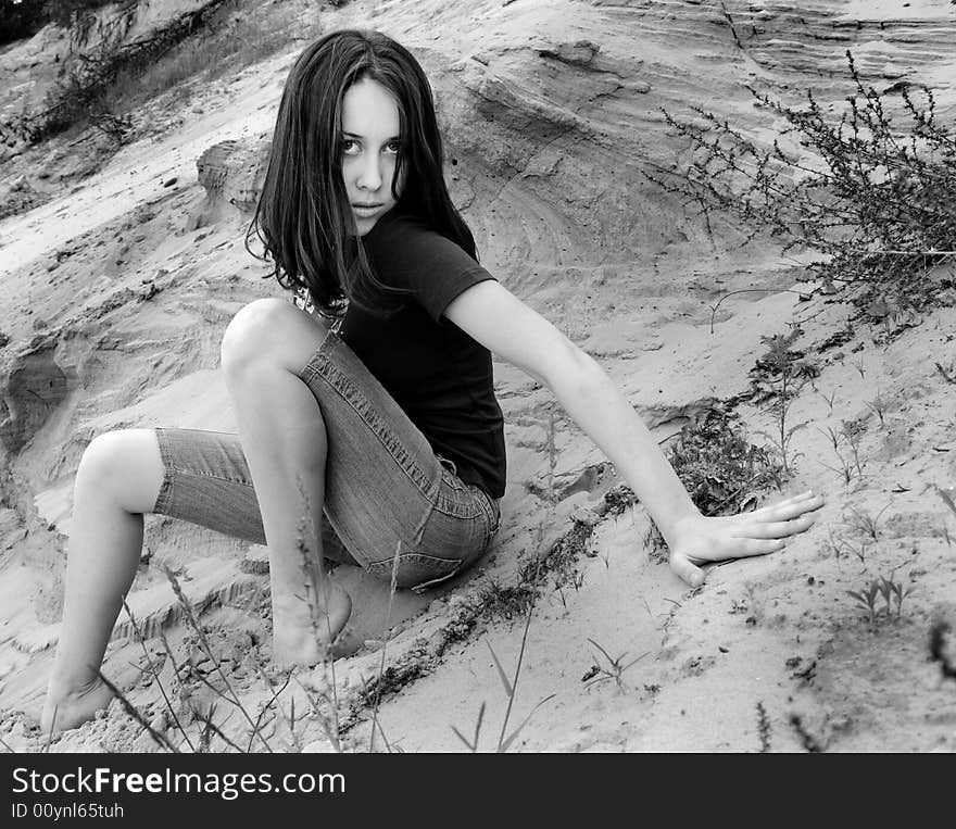 Portrait Woman On Sand