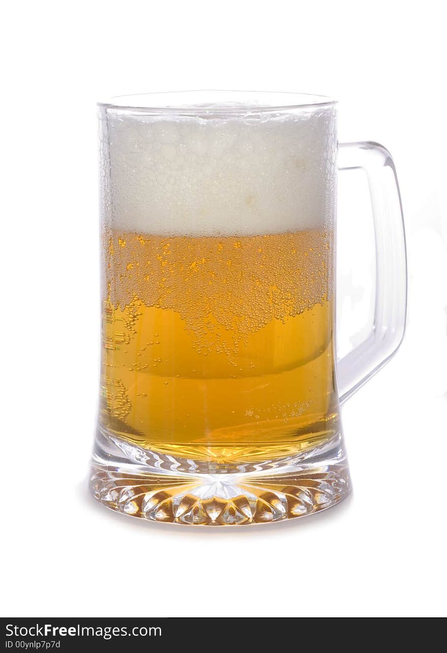 Cold beer glass isolated on white background