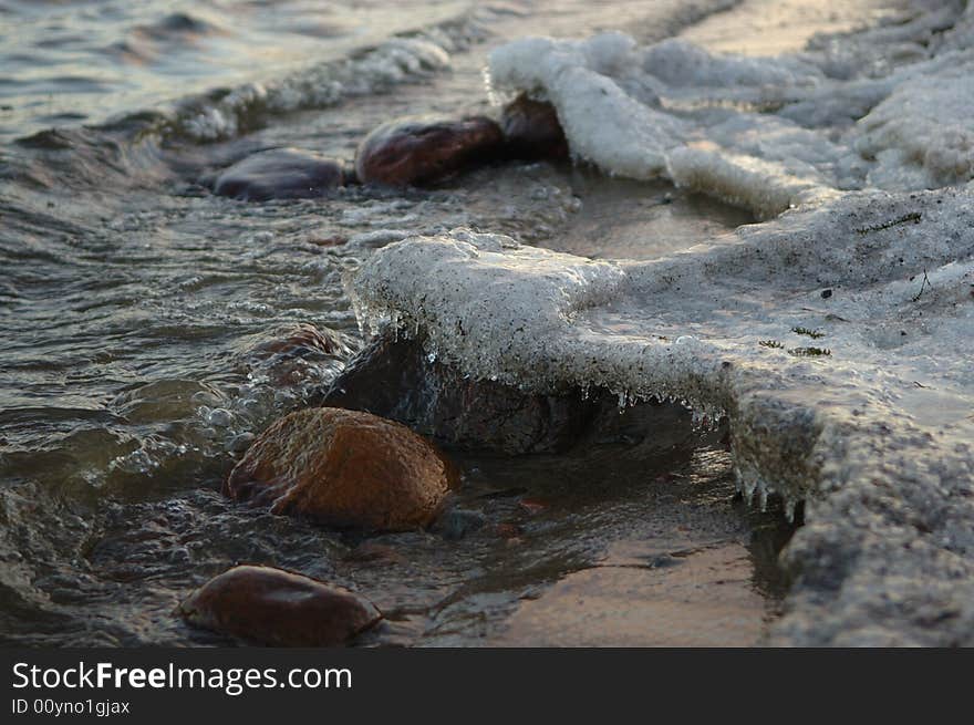 The first ice on Lake Ladoga, in January 2008. The first ice on Lake Ladoga, in January 2008