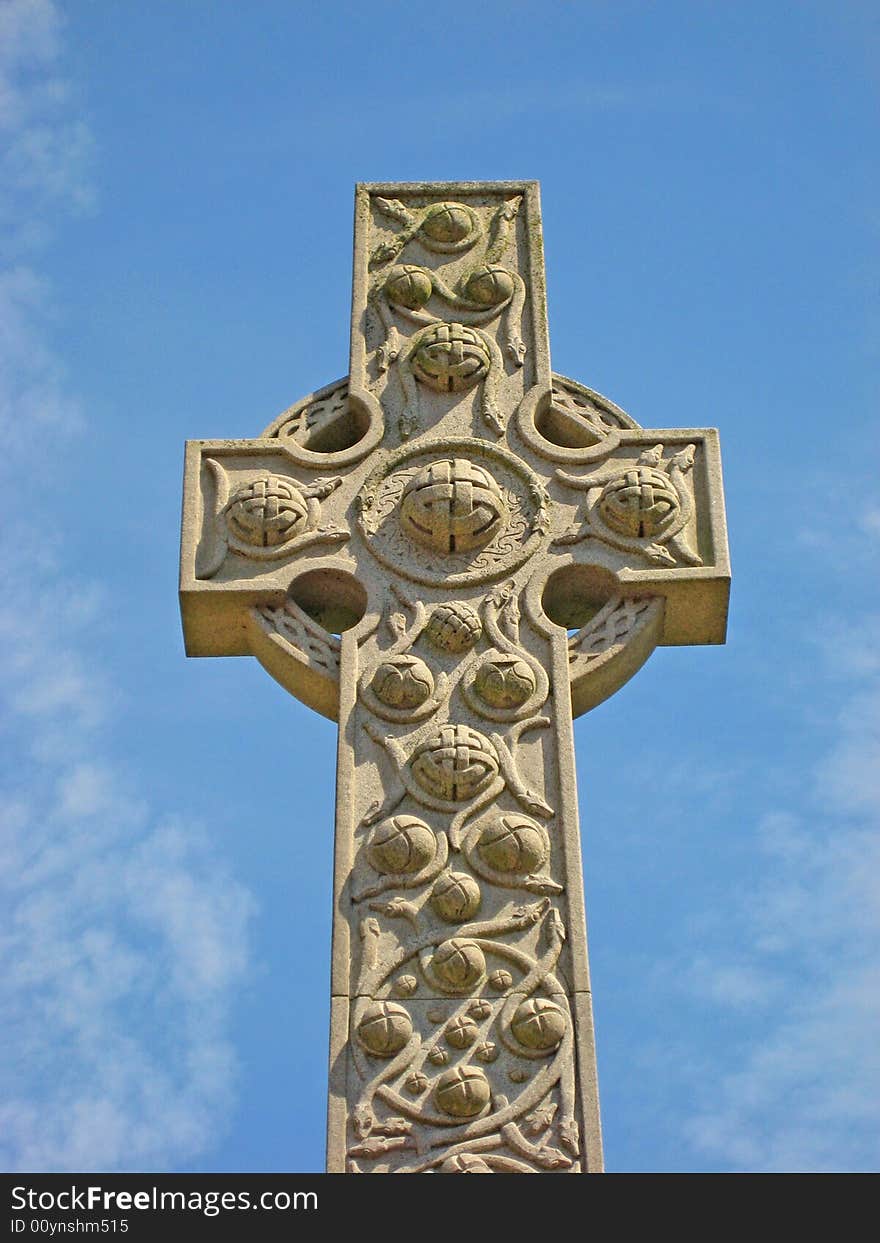 Stone cross on Wisbech First World War memorial. Stone cross on Wisbech First World War memorial