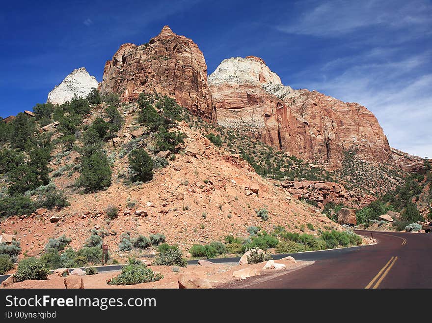 View of mountains in Zion NP, Utah