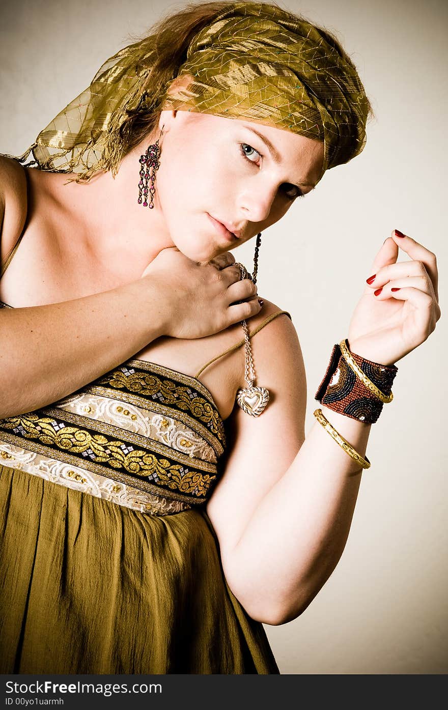 A female model, photographed in the studio.