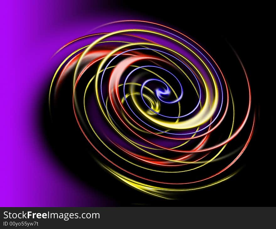 Multicolored spiral on black-violet background. Multicolored spiral on black-violet background