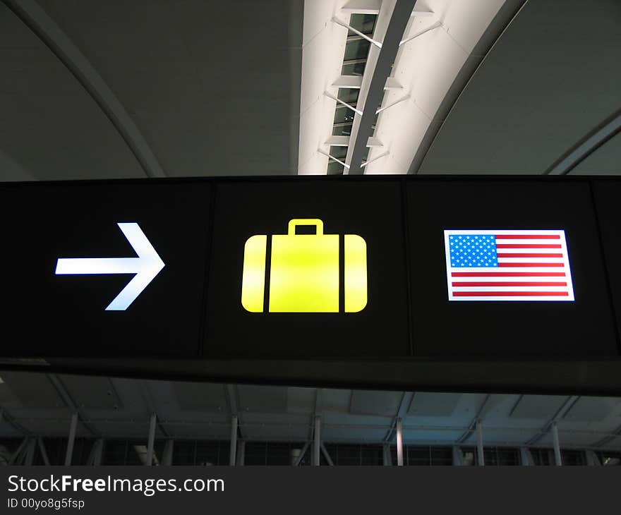 Luggage sign in a modern airport