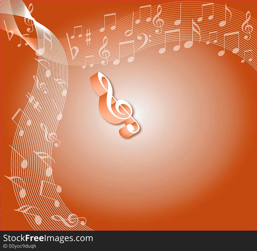 Music symbol lined with brown coloured background. Music symbol lined with brown coloured background