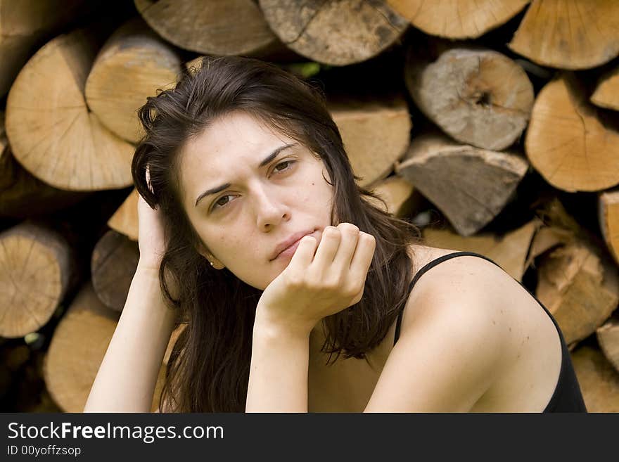 Black-haired Girl with black eyes