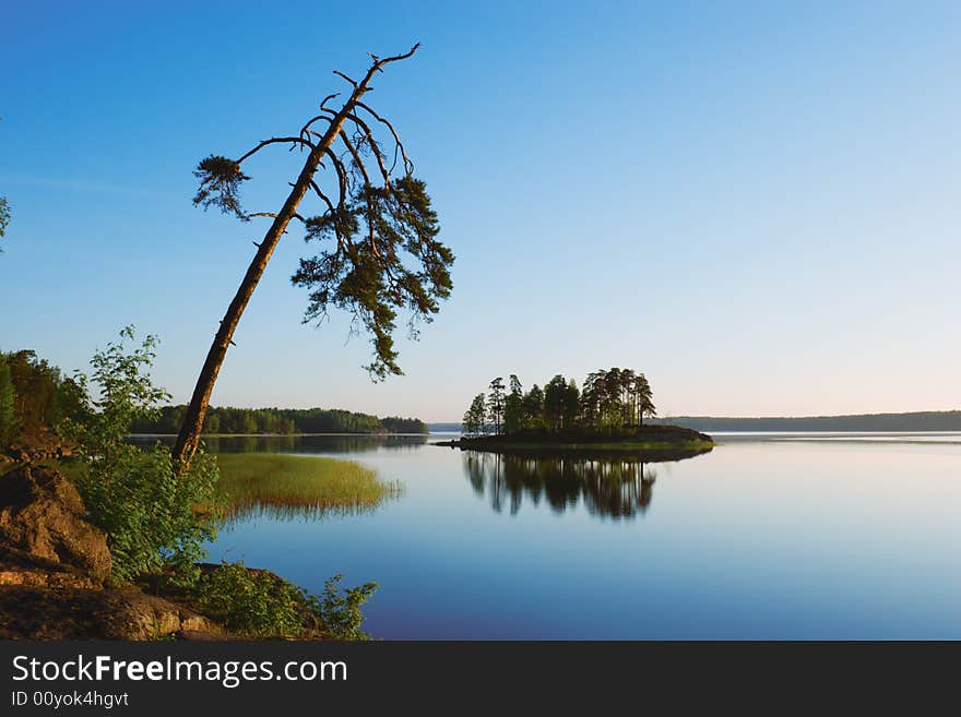 Solar morning on lake