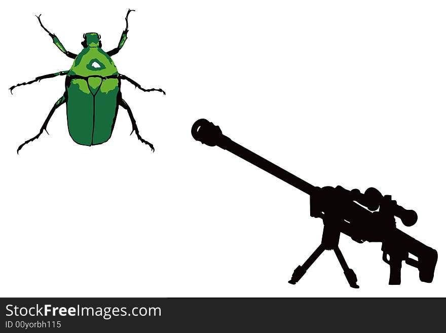 gun and insect