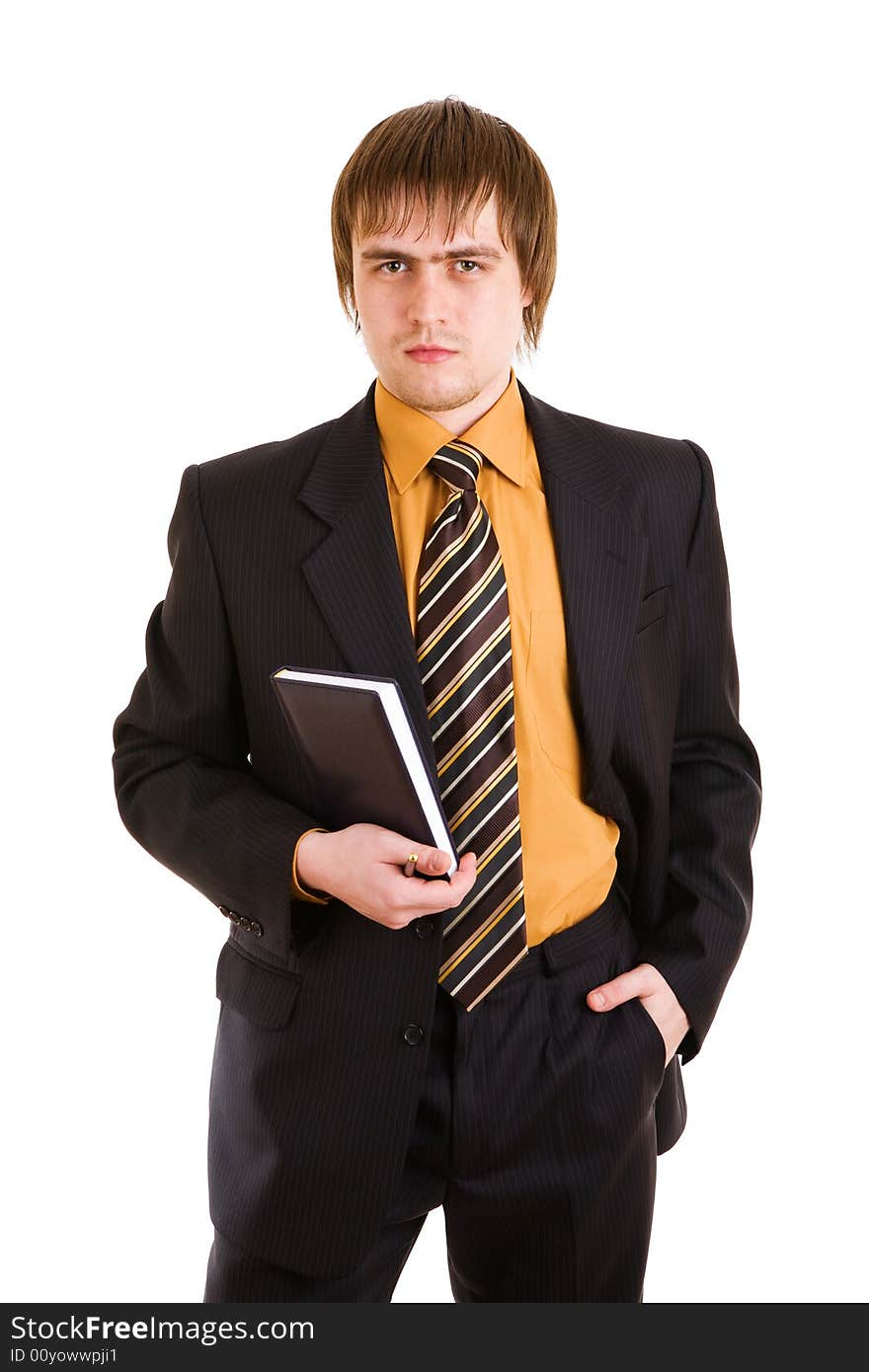 Businessman with a document case look forward. Businessman with a document case look forward