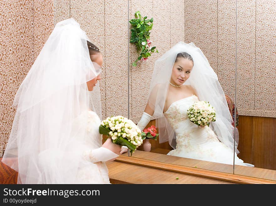 Young Bride And Big Mirror