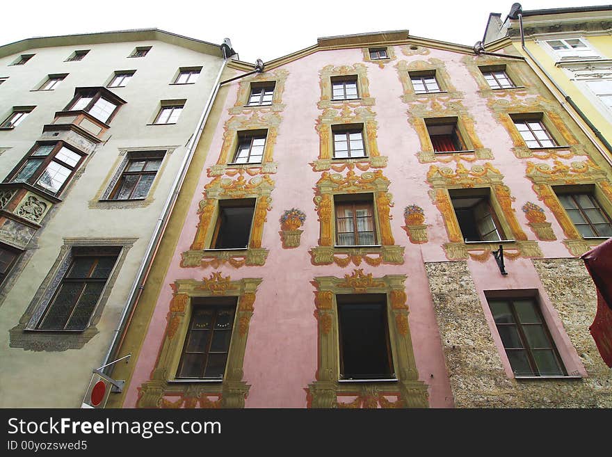 The old houses in Innsbruck. Austria.