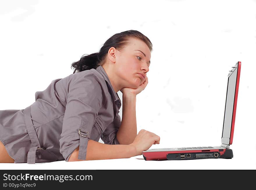 Woman working on laptop