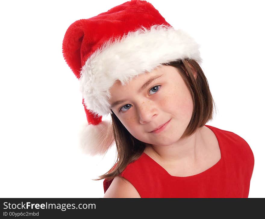 Beautiful Little Girl With A Santa Hat On