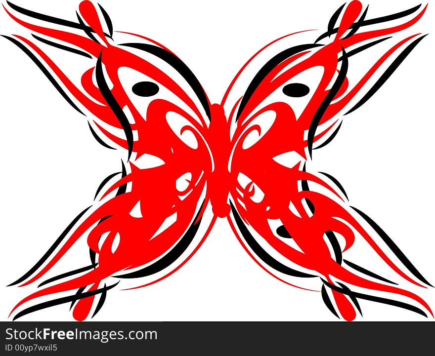 Graphics illustration of a red butterfly. Graphics illustration of a red butterfly