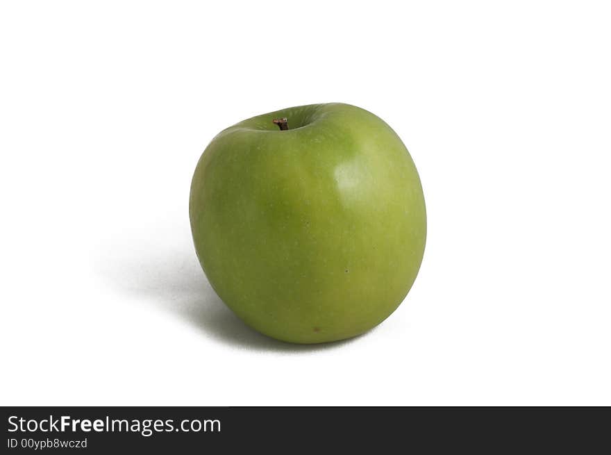 Green apple on white background