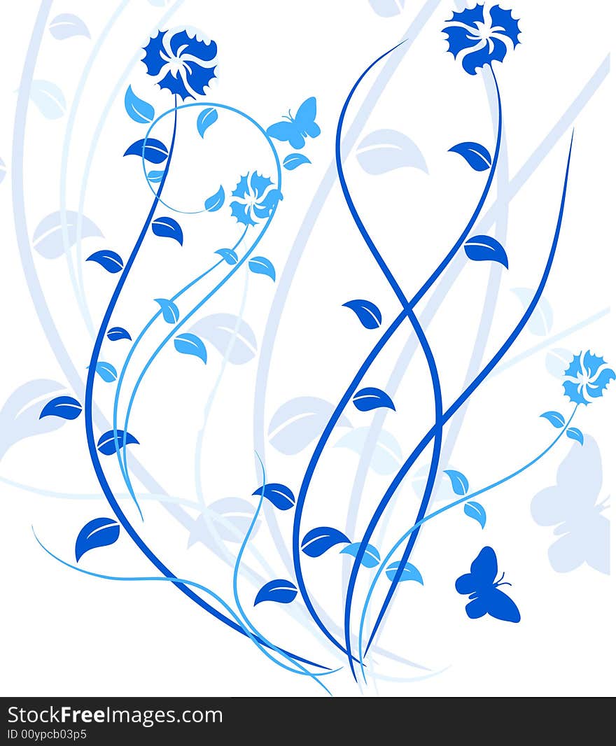 Blue floral backdrop. Vector illustration. Blue floral backdrop. Vector illustration.