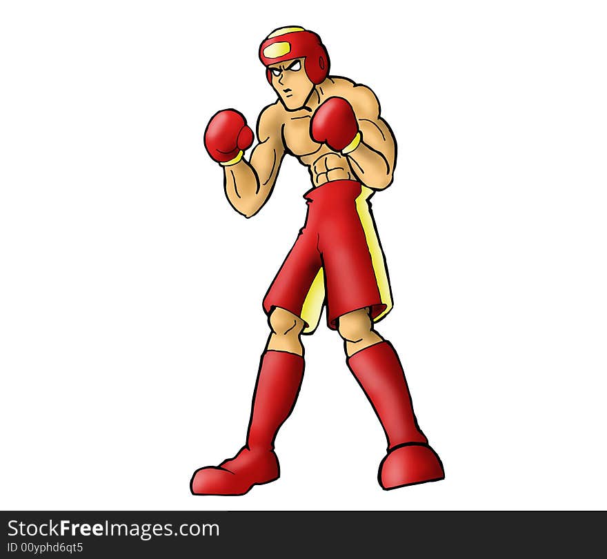 Isolated boxer in red