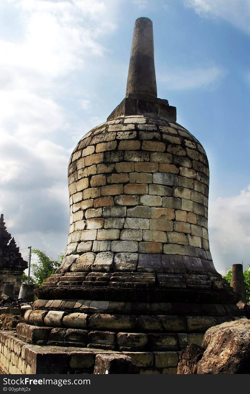 Stone Temple With Clear Sky Background