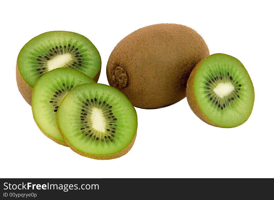 Slices kiwi isolated on white