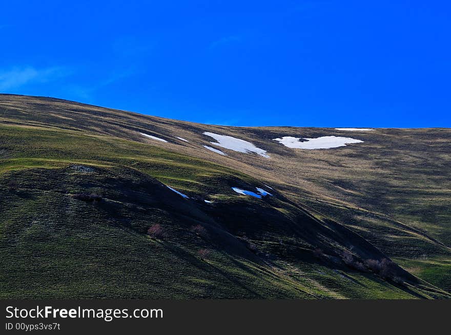 Late residual snow in Appennini, Italy. Late residual snow in Appennini, Italy