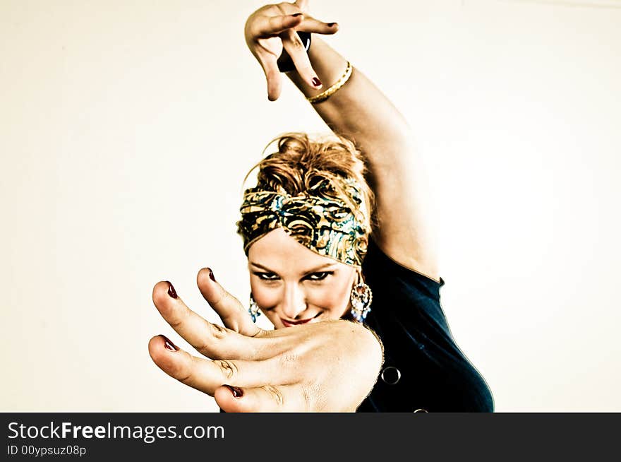 A female model, photographed in the studio.