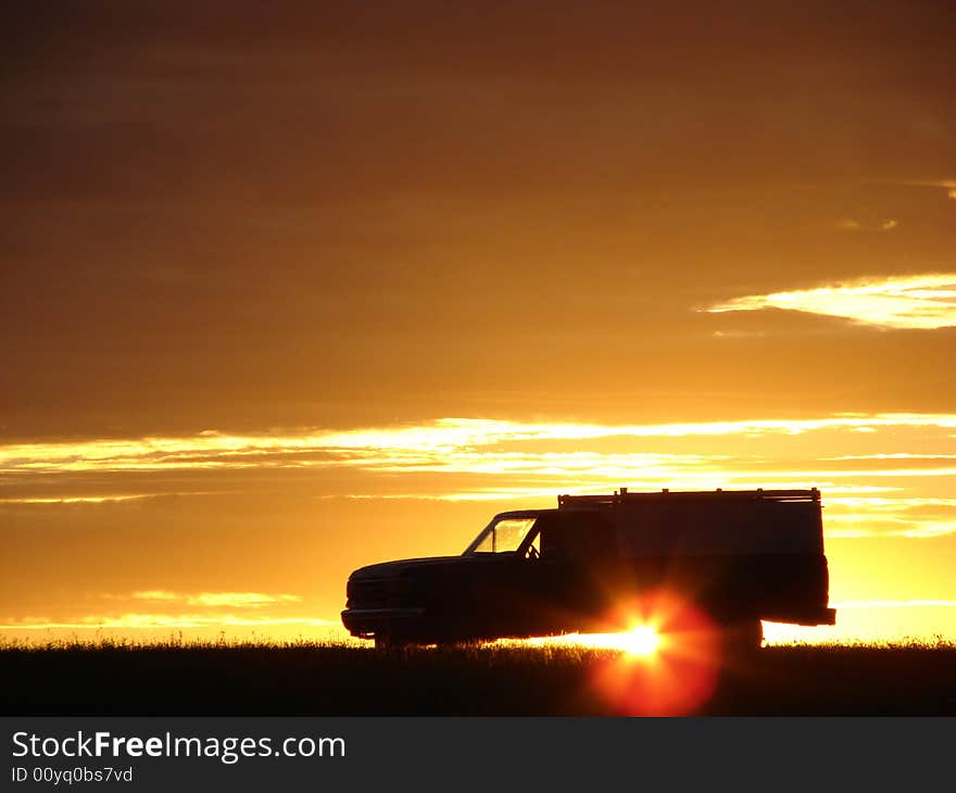 Old Vehicle At Sunset