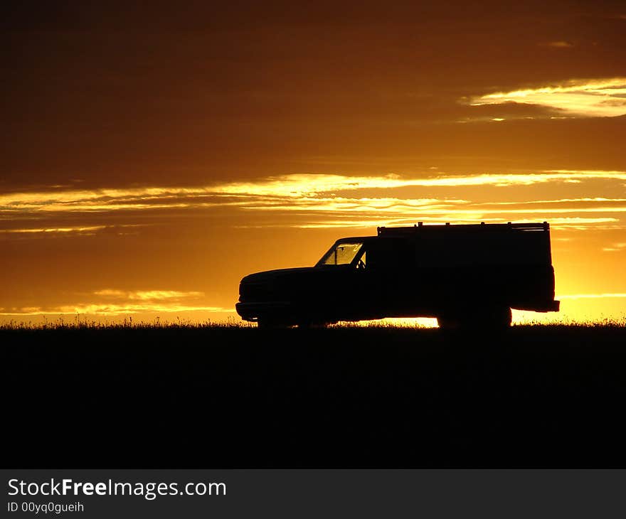 Old Vehicle At Sunset