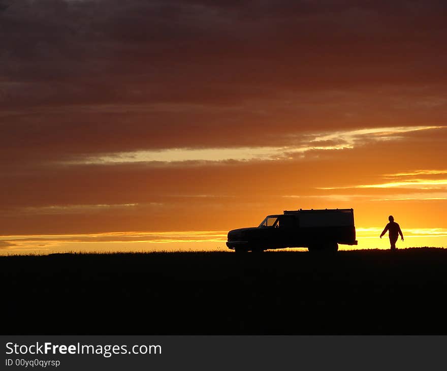 Old Vehicle At Sunset