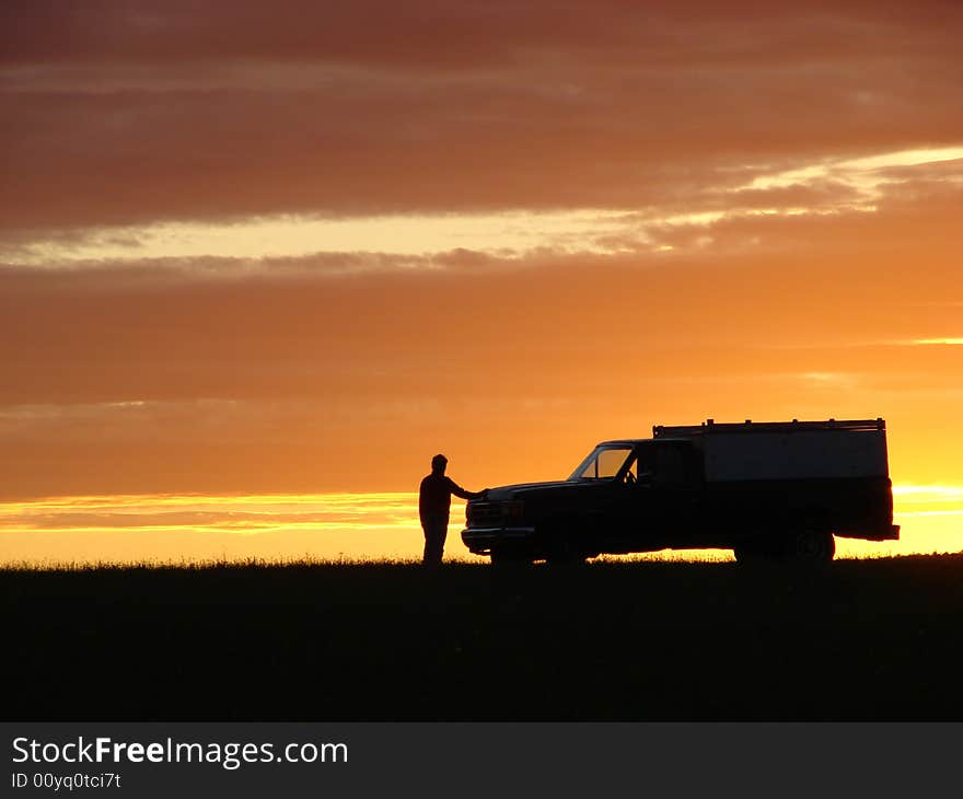 Old Vehicle At Sunset