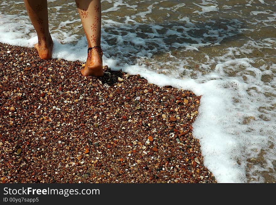 A woman on sea beach of Goa. A woman on sea beach of Goa.