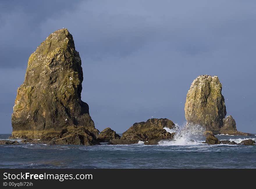 Early morning view of rocks at Cannon Beach, Oregon. Early morning view of rocks at Cannon Beach, Oregon