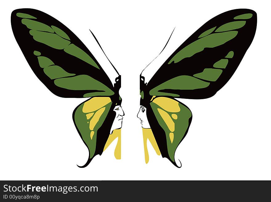 a papilionaceous couple ready to kiss ,concept of kiss