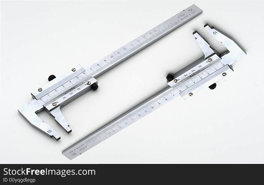 Couple of callipers on white background. Couple of callipers on white background