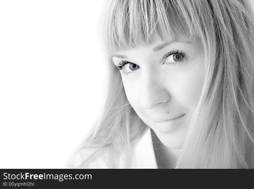 Beauty girl portrait on white background