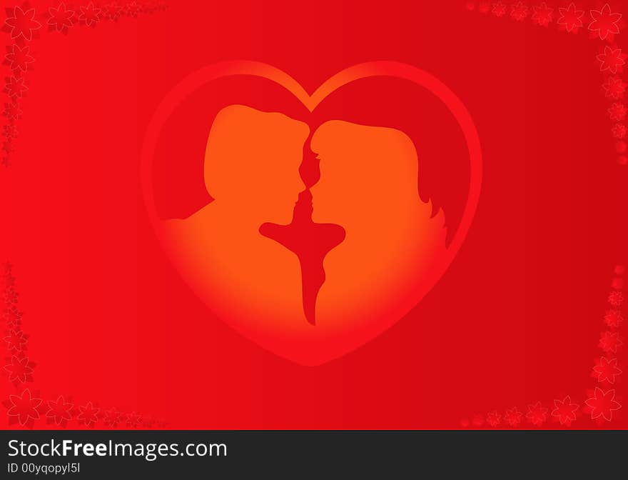 Valentine background with hearts and couples